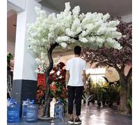 Artificial Cherry Blossom Tree with Real Wood Stem1.8m/5.9ft Indoor Simulated Plant for Home Decor White Flowering Tree for Indoor Landscape and Aesthetic Touch