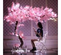 Artificial Cherry Blossom Tree with Realistic Flowers and Wood Trunk Replica for Outdoor Yards, Gardens, and Indoor Hotel Decoration