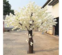 Artificial Cherry Blossom Trees, 1.5/1.8/2/2.5/3M Tall Wooden Trunk Large Faux Plant, Lifelike White Silk Cloth Flowers For Indoor Wedding Decoration(2.5 * 2.5m/98 * 98in)