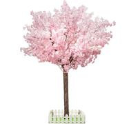 Artificial Cherry Blossom Trees, Handmade Light Pink Tree Indoor Outdoor 4FT 5FT 6FT 7FT Tall Fake Tree with Natural Wood Trunk and Lifelike Flowers for Home Office Party Wedding Decor (Pink, 7FT)
