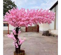 Artificial Cherry Blossom Trees, Handmade Light Pink Tree Indoor Outdoor Tall Fake Tree with Natural Wood Trunk and Lifelike Flowers for Home Office Party Wedding Decor,1x0.6m/3.2x1.9ft