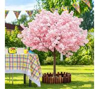 Artificial Cherry Blossom Trees Large Silk Peach Tree Stunning Lifelike Handmade Light Pink Tree Perfect for Home Office Party Wedding Birthday Christmas,01,2.5x1.5m