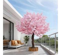 Artificial Cherry Blossom Trees Pink, Artificial Cherry Tree Large Pink, Handmade Light Pink Gorgeous Fake Vines Flowers, For Home Wedding Party Garden Office,001,1.5 * 1.5m/5 * 5ft