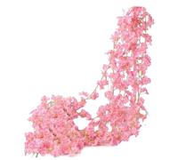 Artificial Cherry Blossom Vines, Artificial Spring Flowers for Outdoor, Fake Plant Garland Decoration for Wedding Garden Party Home
