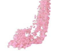 Artificial Cherry Flower Garland, Artificial Cherry Hangable Flowers Vines, Faux Plants String Garland Decoration or Wedding Garden Party Arch Home