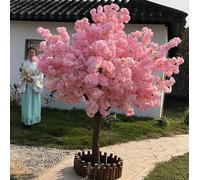 Artificial Cherry Tree With Solid Wood Trunk Silk Flowers, Large Decorative Large Fake Plants For The Opening Of The Garden Tavern, With Fence(3 * 2m/118 * 78in)