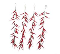 Artificial Chili,Pepper Garland, Fake Red,Hot Pepper String,For Rustic Farmhouse Kitchen Decor, Dried Green, Chilli Decoration, Country Styles Dining Room(C)