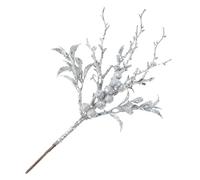 Artificial Christmas Berry Stems Having Sparkling Red Glitter Tree Ornament 28cm DIY Foam Wire Flexible - for - Wreath Garland Table Decor Finish Red/Gold/Silver(Silver)