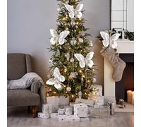 Artificial Christmas Butterflies Ornament With Clip Glitter - Xmas Tree Hanging Ornaments For Christmas Tree & Birthday Party Garland