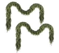 Artificial Christmas Cedar Garland, Real Touch Faux Cedar Vine, Flexible Bendable Green Eucalyptus Garland for Christmas, Halloween, Home, Fireplace, Stairs, Indoor & Outdoor Hotel Decor, 150cm (2PC)