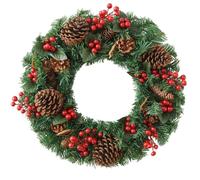 Artificial Christmas, Christmas Decoration for Entryway, Rustic with Pine Cones and Red Berries, for Front Door, Outdoor, Indoor, Home, Canopy, Winter Window, Fireplace Sims