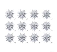 Artificial Christmas Flowers 12pcs 10cm Multicolor Plastic for Holiday | Includes pink red gold silver white realistic look for durable plastic for versatile for wreaths centerpieces trees