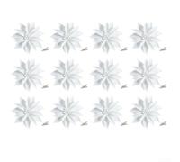 Artificial Christmas Flowers 12pcs 10cm Plastic Multicolor Decoration | Lifelike design with vibrant pink red gold silver white colors crafted from plastic for indoor arrangements and wreaths