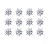 Artificial Christmas Flowers 12pcs 10cm Plastic Multicolor Decoration | Lifelike design with vibrant pink red gold silver white colors crafted from plastic for indoor arrangements and wreaths