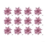 Artificial Christmas Flowers 12pcs 10cm Plastic Multicolor Decoration | Lifelike design with vibrant pink red gold silver white colors crafted from plastic for indoor arrangements and wreaths