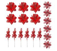 Artificial Christmas Flowers | Decoration,Decorative Branches for Christmas Tree - for Wreaths Garlands Mantle Fireplace Stairs Porch Winter Celebration