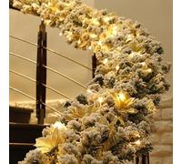 Artificial Christmas Garland, 2.7M Thick Snowy Garland with Pine Cones and Flowers, Premium Quality, Easy to Install for Home, Stairs, Fireplaces, and Walls