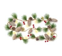Artificial Christmas Garland 6.5ft with Lights, Snowy Pine Cones & Red Berries - Prelit Holiday Garland for Mantle, Stairs, Doorway, Indoor & Outdoor Christmas Decorations