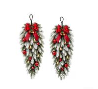 Artificial Christmas Garland 60cm Green Pine Bells | Green pine needles, decorative bells and balls, charming bows, 60cm flexible length, staircase window decor