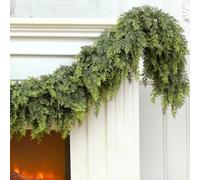 Artificial Christmas Garland Green Cedar Garland Faux Cedar Pine Needles Garland 1.8m Norfolk Pine Garlands for Holiday, Fireplace Window, Stairs, Indoor, Outdoor Decor (1.8m thickened)