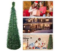 Artificial Christmas Green Tree 5 Ft Backyard Festival Decorations Foldable Faux Tree Ornament for Indoor Outdoor for Patio Kitchen Holiday Yard Decor
