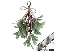 Artificial Christmas Mistletoe Stem | Frosted Faux Cedar Spray, Simulated Mistletoe Garland, Durable Faux Branches Hanging Ornament Christmas Tree Ornaments For Wreaths Garlands Decor