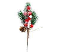 Artificial Christmas Pine Branches with Red Berry Stems - Lifelike Greenery for Holiday Decorations, Small Berry Fruit Branches, Front Door Accents, Indoor Seasonal Decor, Winter Home Arrangement