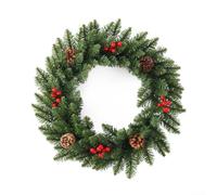 Artificial Christmas Pine Cone Wreath 30cm 40cm Hanging String Pointed | Made of PVC pre-decorated for doors or walls with pinecones and ornaments two size options
