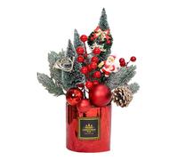 Artificial Christmas Potted Plants - Artificial Christmas Flowers, Decorative Red Berry Arrangement, Seasonal Plant with Embellished | Pots to Increase Festive Charm, The Decor