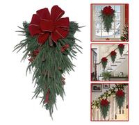Artificial Christmas Swag Teardrop Wreath, Norfolk Pine Teardrop Swag, Winter Pine Needles Swags Greenery Cedar Swags for Xmas, for Wedding, Christmas, Staircase, Home, Wall, Window