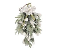 Artificial Christmas Teardrop Garland Inverted Christmas Flower Balls Ornaments Snowy Flocked Artifi