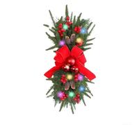 Artificial Christmas Teardrop Swag 55cm Plastic Berry Door Garland | Crafted from plastic with vibrant red berries Shapeable design for personalized style Also suitable for outdoor use