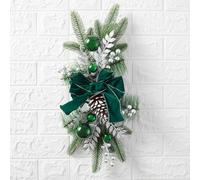 Artificial Christmas Teardrop Swag for Stair Decoration, Various Styles of Christmas Garland, Christmas Hanging Swag for Home Holiday Decor (Green, 45cm*20cm)
