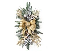 Artificial Christmas Teardrop Swag for Stair Decoration, Various Styles of Christmas Garland, Christmas Hanging Swag for Home Holiday Decor (Gold, 45cm*20cm)