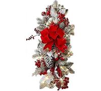 Artificial Christmas Teardrop Swag - Staircase Wreath Hanging Decoration, Festive Xmas Swags for Home Holiday Stair/Door/Wall Decor (Red 4pcs)