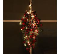Artificial Christmas Teardrop Swag with LED Light, Hanging Christmas Wreath, Swag Garland for Stairs, Door, Fireplace, Window Christmas Decor (Style 2, One Size)