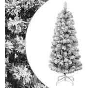 Artificial Christmas Tree 120cm Green White PVC Hinged Flocked Snow Iron Stand.