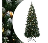 Artificial Christmas Tree 150 cm with 150 Warm White LED Lights, Hinged PVC Branches, Steel Stand, White Snow & Glitter Decoration, 8 Lighting Modes, USB Powered for Holiday Home Decor