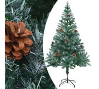 Artificial Christmas Tree 150cm Frosted PVC Green with Pine Cones & Stand Stable