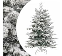 Artificial Christmas Tree 150cm Green White Flocked Hinged PVC PE Iron Stand UK