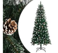 Artificial Christmas Tree 150cm Green/White PVC & Steel Hinged Snowy Cones Bushy