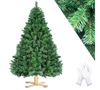 Artificial Christmas Tree 210 cm, Premium Fir Tree with Christmas Tree Wooden Stand, 7 ft (Diameter 135 cm) Christmas Decoration Tree, Lifelike, Dense Green Artificial Christmas Tree with 1346 Tips