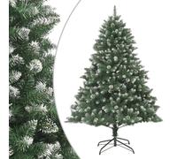 Artificial Christmas Tree 210cm Green White Steel Hinged Snow-Flocked 140cm Lush
