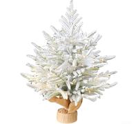 Artificial Christmas Tree 60cm Green Snow Flocked PE Material Tabletop Holiday Decoration for Small Spaces Apartment Hotel Lobby Festive Setting(B-with light)