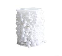 Artificial Christmas Tree Beads Garland 10m Roll with Reflective Beads Trim for Holiday and For Party Decoration, Suitable for Various Uses (White)
