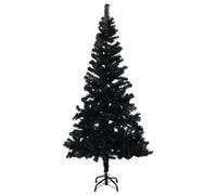 Artificial Christmas Tree Black 150x75cm PVC & Steel Slim Fir Xmas Decor Indoor
