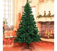 artificial christmas tree eco- christmas pine tree with zipper full christmas tree pvc branch tips with solid metal stand festive decoration-green 210cm the