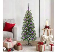 Artificial Christmas Tree, Green, 120 cm, Pre-Lit with 150 Warm White LEDs, Durable PE and PVC Materials, USB Powered, for Indoor Outdoor Holiday Decor, Slim Pencil Design