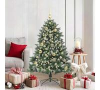 Artificial Christmas Tree, Green 150 cm, 150 Warm White LED Lights, Hinged Branches, USB Powered, with Stand, for Indoor Outdoor Christmas Festive Atmosphere