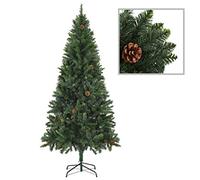 Artificial Christmas Tree, Green, 180 cm, Dense Imitation Pine with 720 Tips, 28 Pine Cones, Iron Stand, Reusable for Festive Christmas Decoration